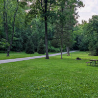 Several shaded, open campsites at Swartswood State Park.