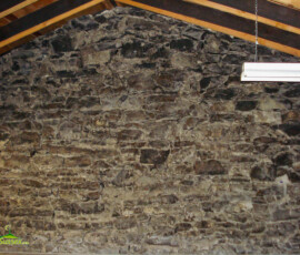 The original stone wall of the Sussex County Courthouse, one of the oldest courthouses in the United States.