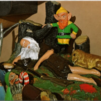 A postcard view of the Rip Van Winkle attraction at the Gingerbread Castle in Hamburg, NJ.