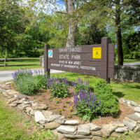 Swartswood State Park entrance sign.